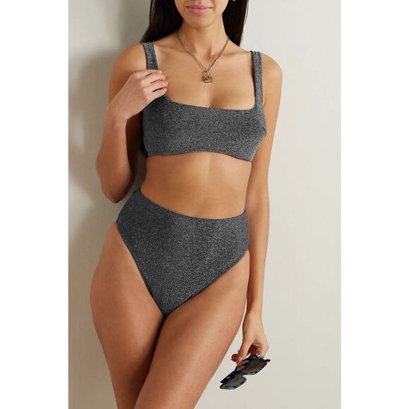 Form And Fold Dg The Crop Metallic Underwired Bikini Top - 32 Dd - - Picture 2 of 4